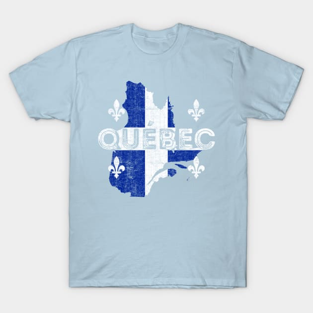 Quebec Map Shape and Flag T-Shirt by Family Heritage Gifts